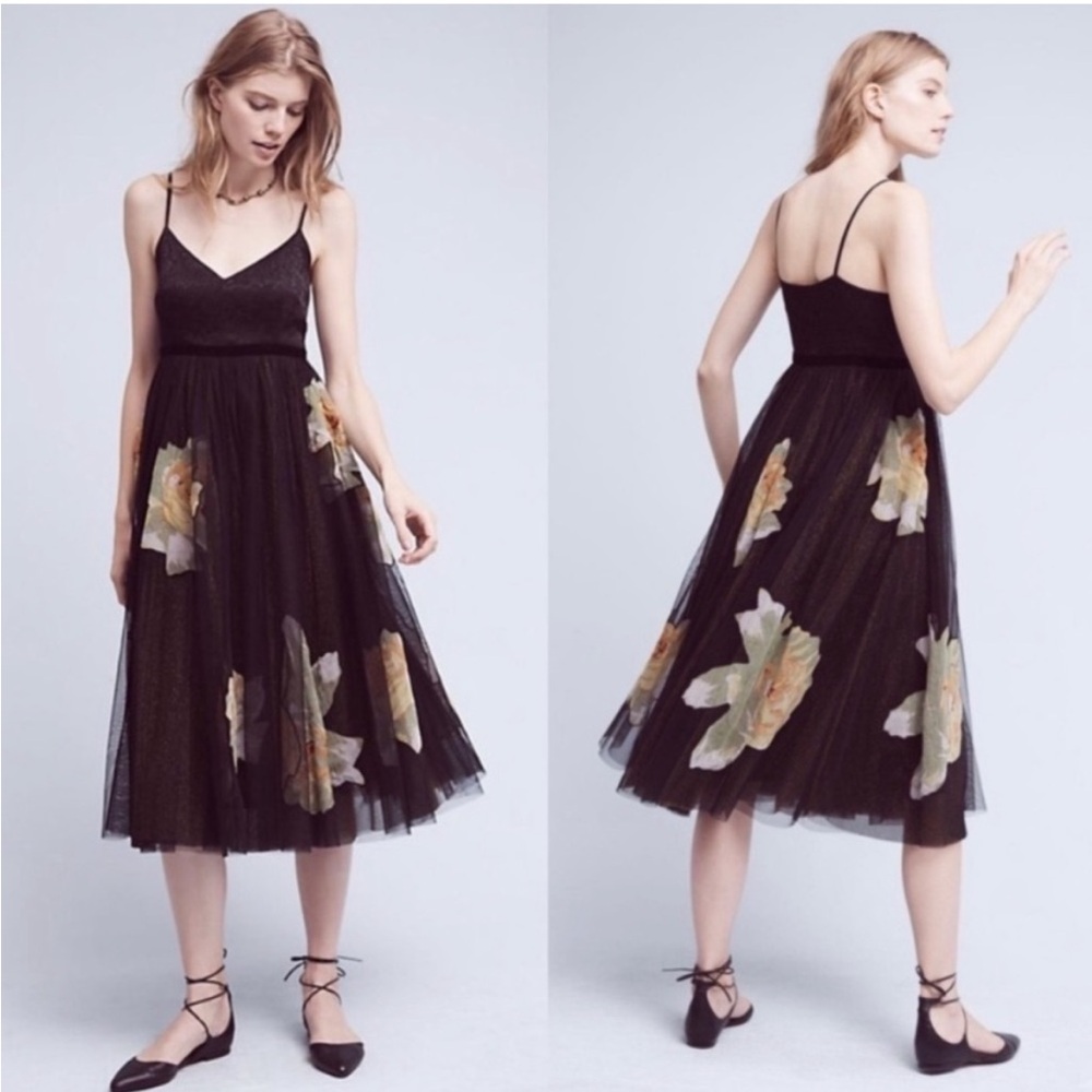 Anthropologie Moulinette Souers Saffron Tulle Midi Dress